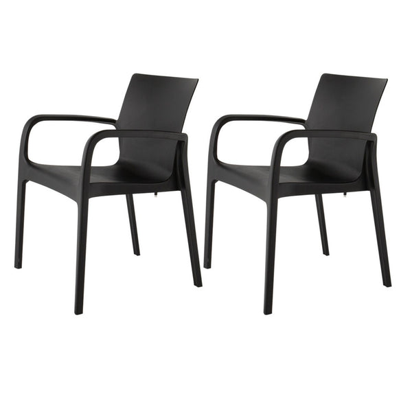 HomeRoots Set of Two Versatile Black Heavy-Duty Stacking Chairs for Outdoor Dining & Indoor Comfort 565198