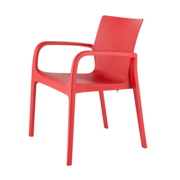 HomeRoots Set of Two Red Heavy-Duty Stacking Chairs for Outdoor & Indoor Dining - Stylish, Durable, Comfortable! 565199