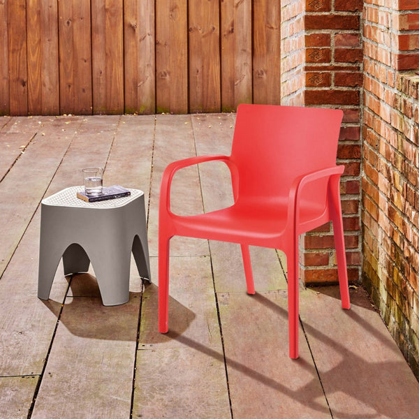 HomeRoots Set of Two Red Heavy-Duty Stacking Chairs for Outdoor & Indoor Dining - Stylish, Durable, Comfortable! 565199