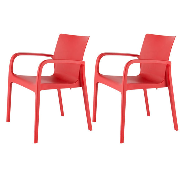 HomeRoots Set of Two Red Heavy-Duty Stacking Chairs for Outdoor & Indoor Dining - Stylish, Durable, Comfortable! 565199