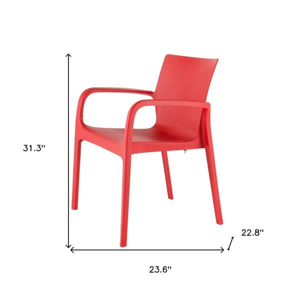 HomeRoots Set of Two Red Heavy-Duty Stacking Chairs for Outdoor & Indoor Dining - Stylish, Durable, Comfortable! 565199
