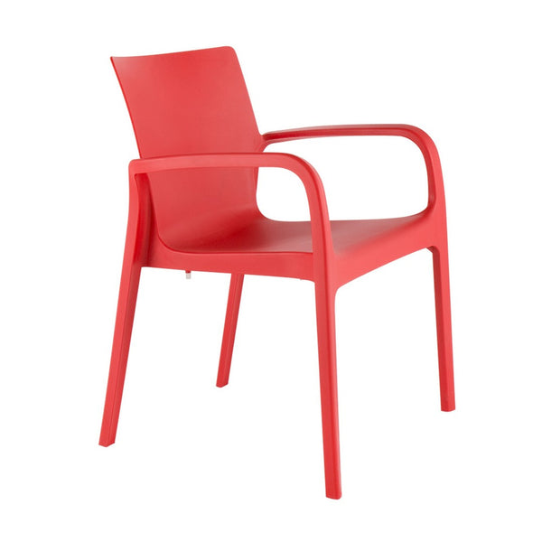 HomeRoots Set of Two Red Heavy-Duty Stacking Chairs for Outdoor & Indoor Dining - Stylish, Durable, Comfortable! 565199