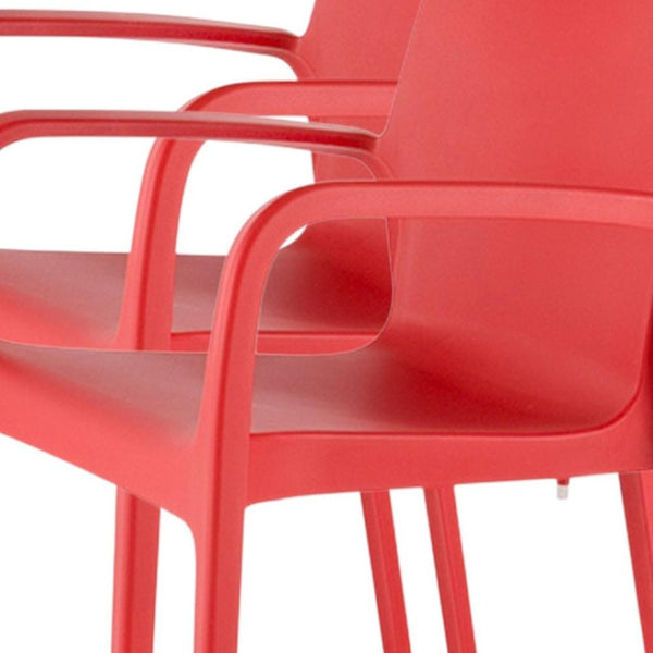 HomeRoots Set of Two Red Heavy-Duty Stacking Chairs for Outdoor & Indoor Dining - Stylish, Durable, Comfortable! 565199