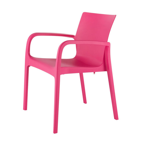 HomeRoots Set of Two Fuchsia Heavy-Duty Stacking Dining Chairs - Stylish, Durable, Space-Saving Seating Solution! 565200