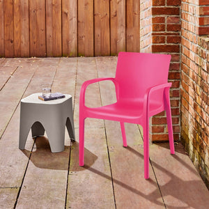 HomeRoots Set of Two Fuchsia Heavy-Duty Stacking Dining Chairs - Stylish, Durable, Space-Saving Seating Solution! 565200