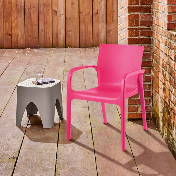 HomeRoots Set of Two Fuchsia Heavy-Duty Stacking Dining Chairs - Stylish, Durable, Space-Saving Seating Solution! 565200