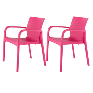 HomeRoots Set of Two Fuchsia Heavy-Duty Stacking Dining Chairs - Stylish, Durable, Space-Saving Seating Solution! 565200