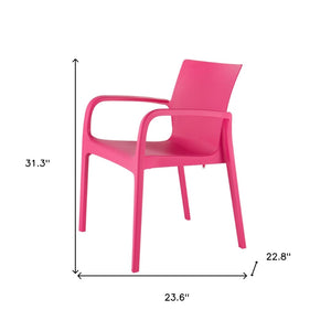 HomeRoots Set of Two Fuchsia Heavy-Duty Stacking Dining Chairs - Stylish, Durable, Space-Saving Seating Solution! 565200