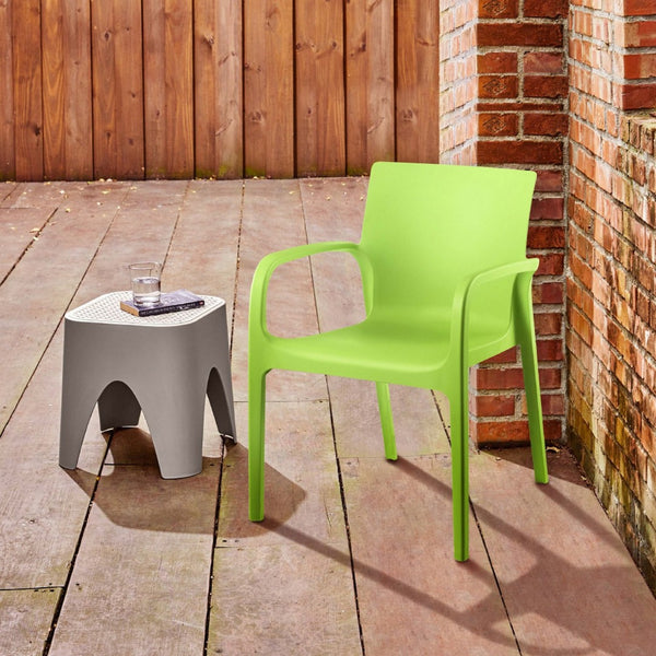 HomeRoots Set of Two Green Heavy-Duty Stacking Chairs for Comfortable Outdoor Dining & Versatile Use 565201