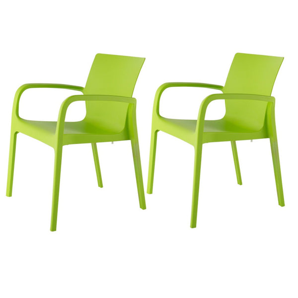 HomeRoots Set of Two Green Heavy-Duty Stacking Chairs for Comfortable Outdoor Dining & Versatile Use 565201
