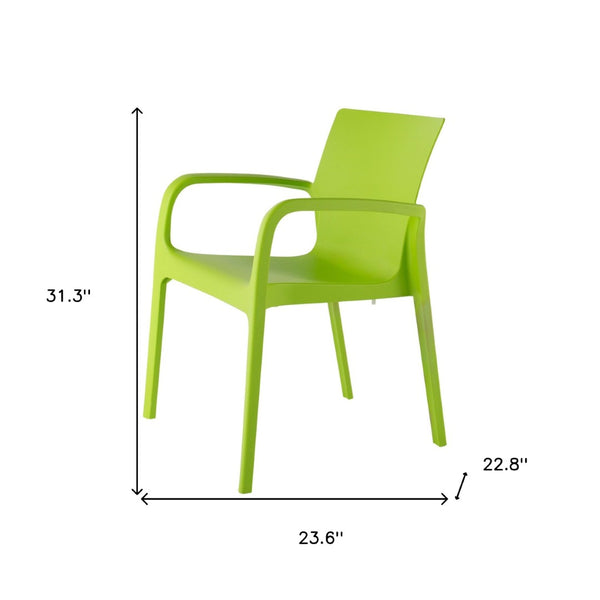 HomeRoots Set of Two Green Heavy-Duty Stacking Chairs for Comfortable Outdoor Dining & Versatile Use 565201