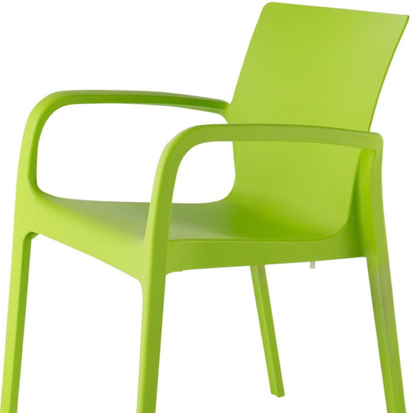 HomeRoots Set of Two Green Heavy-Duty Stacking Chairs for Comfortable Outdoor Dining & Versatile Use 565201