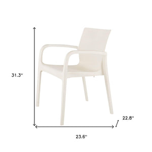 HomeRoots Set of Two Stacking White Heavy-Duty Plastic Chairs for Outdoor Dining & Indoor Relaxation 565202
