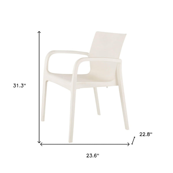 HomeRoots Set of Two Stacking White Heavy-Duty Plastic Chairs for Outdoor Dining & Indoor Relaxation 565202