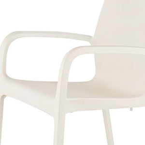 HomeRoots Set of Two Stacking White Heavy-Duty Plastic Chairs for Outdoor Dining & Indoor Relaxation 565202