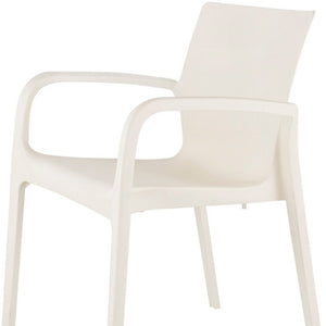 HomeRoots Set of Two Stacking White Heavy-Duty Plastic Chairs for Outdoor Dining & Indoor Relaxation 565202