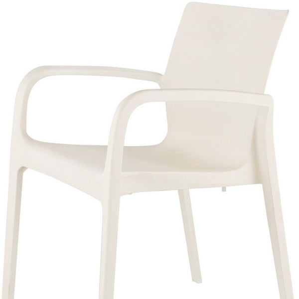 HomeRoots Set of Two Stacking White Heavy-Duty Plastic Chairs for Outdoor Dining & Indoor Relaxation 565202