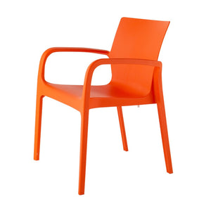 HomeRoots Set of Two Vibrant Orange Heavy-Duty Stacking Chairs for Outdoor Dining, Patio, and Events 565204