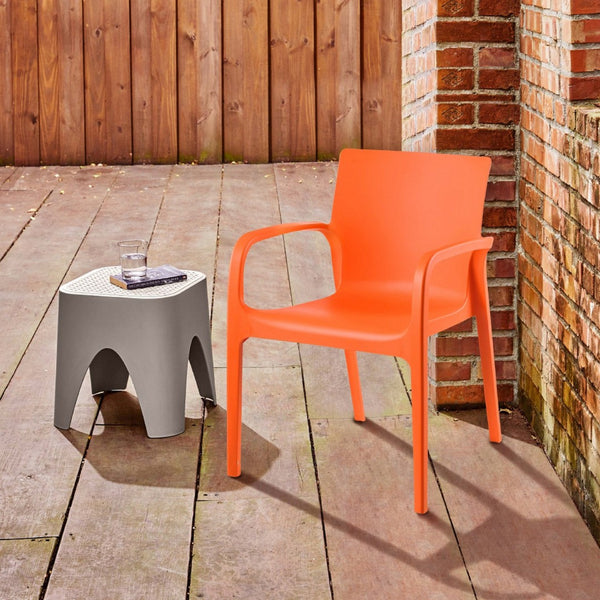 HomeRoots Set of Two Vibrant Orange Heavy-Duty Stacking Chairs for Outdoor Dining, Patio, and Events 565204