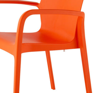 HomeRoots Set of Two Vibrant Orange Heavy-Duty Stacking Chairs for Outdoor Dining, Patio, and Events 565204