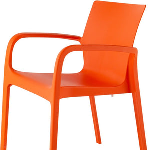 HomeRoots Set of Two Vibrant Orange Heavy-Duty Stacking Chairs for Outdoor Dining, Patio, and Events 565204