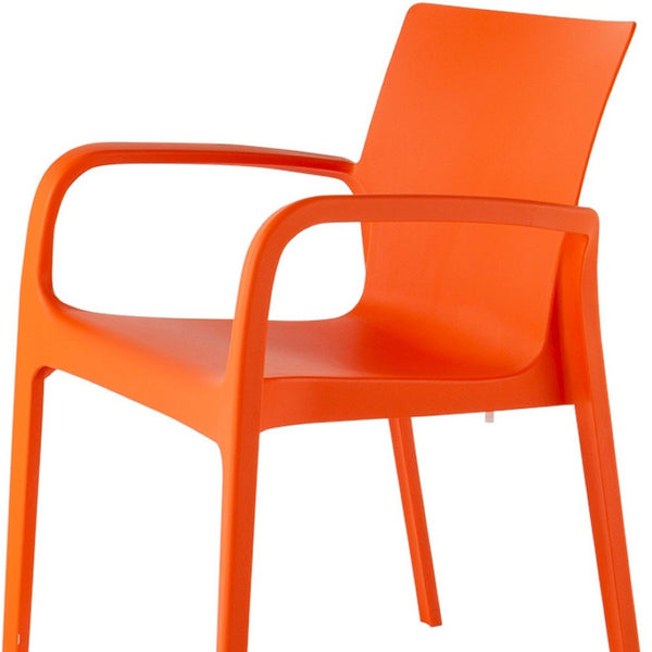 HomeRoots Set of Two Vibrant Orange Heavy-Duty Stacking Chairs for Outdoor Dining, Patio, and Events 565204