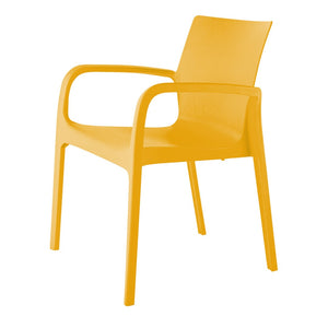HomeRoots Set of Two Gold Stacking Chairs - Heavy-Duty Plastic for Outdoor Dining, Stylish & Durable Seating 565205