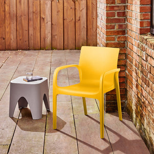 HomeRoots Set of Two Gold Stacking Chairs - Heavy-Duty Plastic for Outdoor Dining, Stylish & Durable Seating 565205