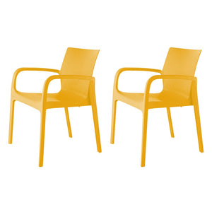 HomeRoots Set of Two Gold Stacking Chairs - Heavy-Duty Plastic for Outdoor Dining, Stylish & Durable Seating 565205