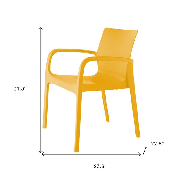 HomeRoots Set of Two Gold Stacking Chairs - Heavy-Duty Plastic for Outdoor Dining, Stylish & Durable Seating 565205