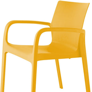 HomeRoots Set of Two Gold Stacking Chairs - Heavy-Duty Plastic for Outdoor Dining, Stylish & Durable Seating 565205