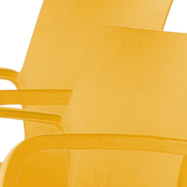 HomeRoots Set of Two Gold Stacking Chairs - Heavy-Duty Plastic for Outdoor Dining, Stylish & Durable Seating 565205