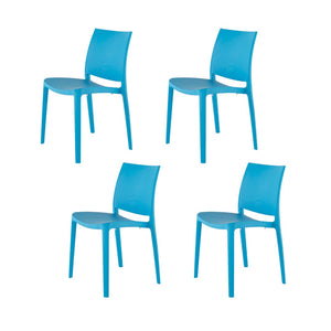 HomeRoots Set of Four Blue Heavy-Duty Stacking Chairs – Stylish, Durable, Easy-Clean, Indoor/Outdoor Use! 565206