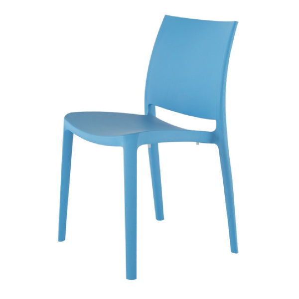 HomeRoots Set of Four Blue Heavy-Duty Stacking Chairs – Stylish, Durable, Easy-Clean, Indoor/Outdoor Use! 565206