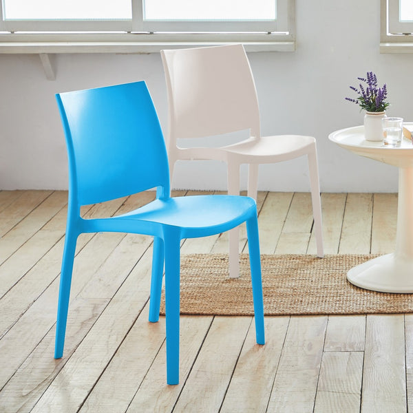 HomeRoots Set of Four Blue Heavy-Duty Stacking Chairs – Stylish, Durable, Easy-Clean, Indoor/Outdoor Use! 565206