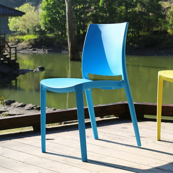HomeRoots Set of Four Blue Heavy-Duty Stacking Chairs – Stylish, Durable, Easy-Clean, Indoor/Outdoor Use! 565206