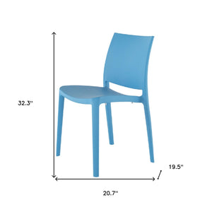 HomeRoots Set of Four Blue Heavy-Duty Stacking Chairs – Stylish, Durable, Easy-Clean, Indoor/Outdoor Use! 565206