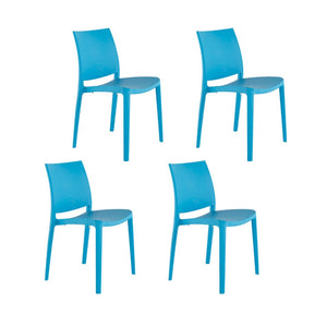 HomeRoots Set of Four Blue Heavy-Duty Stacking Chairs – Stylish, Durable, Easy-Clean, Indoor/Outdoor Use! 565206