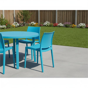 HomeRoots Set of Four Blue Heavy-Duty Stacking Chairs – Stylish, Durable, Easy-Clean, Indoor/Outdoor Use! 565206