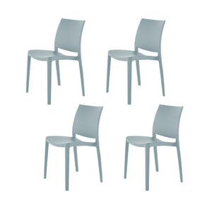 HomeRoots Set of Four Baby Blue Heavy-Duty Plastic Dining Chairs – Stylish, Stackable & Easy to Clean! 565207