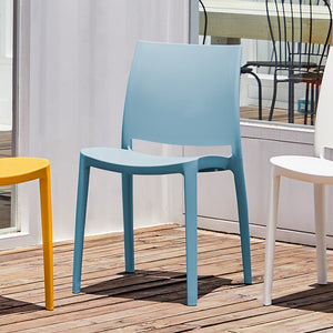 HomeRoots Set of Four Baby Blue Heavy-Duty Plastic Dining Chairs – Stylish, Stackable & Easy to Clean! 565207
