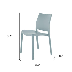 HomeRoots Set of Four Baby Blue Heavy-Duty Plastic Dining Chairs – Stylish, Stackable & Easy to Clean! 565207