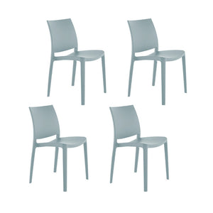 HomeRoots Set of Four Baby Blue Heavy-Duty Plastic Dining Chairs – Stylish, Stackable & Easy to Clean! 565207
