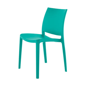 HomeRoots Set of Four Turquoise Heavy-Duty Stacking Dining Chairs - Stylish, Comfortable, and Versatile Seating 565208