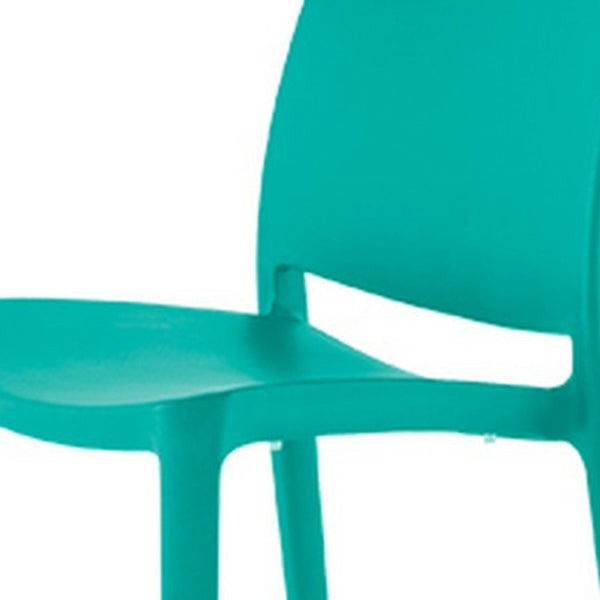 HomeRoots Set of Four Turquoise Heavy-Duty Stacking Dining Chairs - Stylish, Comfortable, and Versatile Seating 565208
