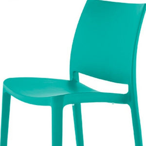 HomeRoots Set of Four Turquoise Heavy-Duty Stacking Dining Chairs - Stylish, Comfortable, and Versatile Seating 565208