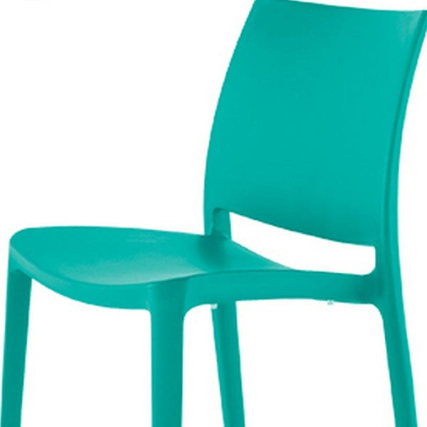 HomeRoots Set of Four Turquoise Heavy-Duty Stacking Dining Chairs - Stylish, Comfortable, and Versatile Seating 565208