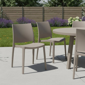 HomeRoots Set of Four Taupe Stacking Chairs - Heavy-Duty, Weather-Resistant, Perfect for Outdoor Dining & More 565209