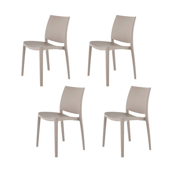 HomeRoots Set of Four Taupe Stacking Chairs - Heavy-Duty, Weather-Resistant, Perfect for Outdoor Dining & More 565209