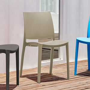 HomeRoots Set of Four Taupe Stacking Chairs - Heavy-Duty, Weather-Resistant, Perfect for Outdoor Dining & More 565209